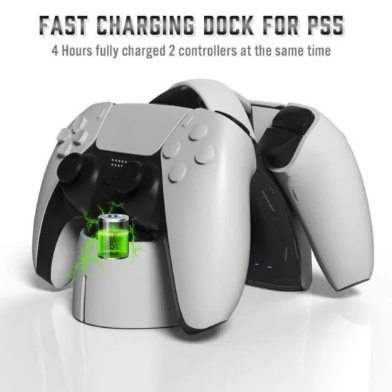 Sades Dual Charger Station For PlayStation 5 Controller - White